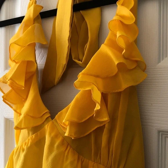 Betsey Johnson bright yellow halter dress. - Picture 3 of 12